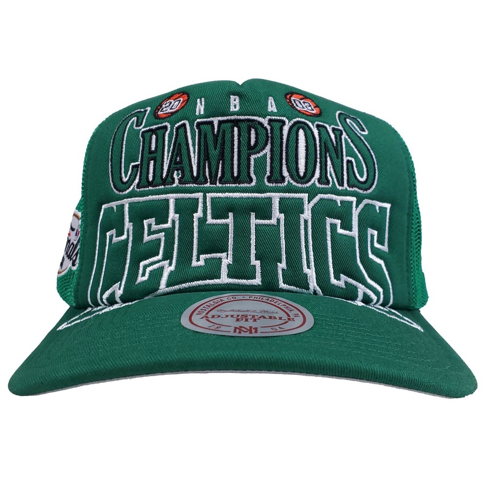 Boston Celtics Mitchell & Ness NBA Foam‎ Trucker Hat Cap 2008 Champions Art NWT